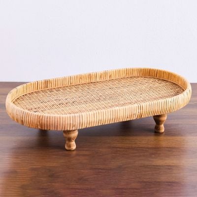 AW24 Amber Rattan Decorative Tray Large 48X26X11 Cm