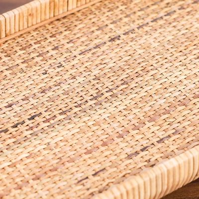 AW24 Amber Rattan Decorative Tray Large 48X26X11 Cm