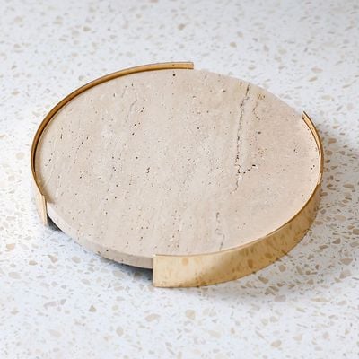 Norwich Marble Round Tray 21X21X3Cm Peach