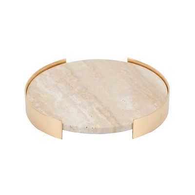 Norwich Marble Round Tray 21X21X3Cm Peach