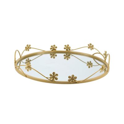 Norwich Round Glass Tray 45X45X7Cm Gold