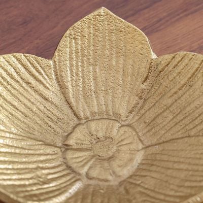 Adira Ornate Metal Lotus Petal Platter Gold 15.5X15.5X4Cm