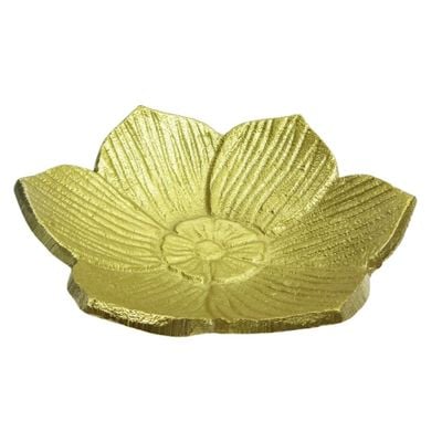 Adira Ornate Metal Lotus Petal Platter Gold 15.5X15.5X4Cm