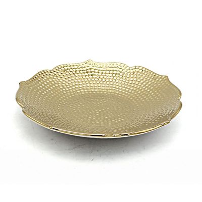 Inaaya Hammered Ceramic Gold Plate 30X30X4.3