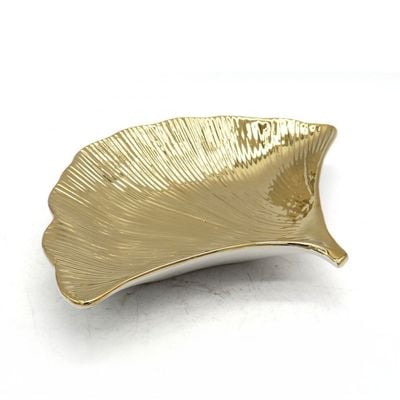 Inaaya Leaf Ceramic Gold Plate 30X23X4.5