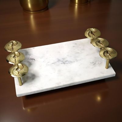 Dalia Metal Marble Disc Destiny Tray 38x23x7 CM