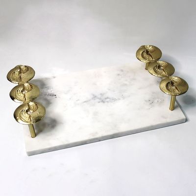 Dalia Metal Marble Disc Destiny Tray 38x23x7 CM