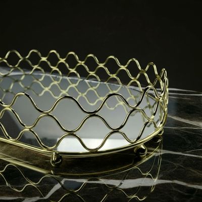 Impressions Metal Mirror Cutwork Tray Set/2 35X22X7/30X18X7Cm
