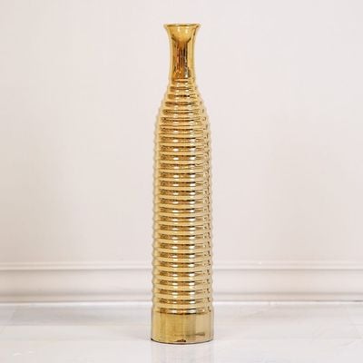 Emery Stripe Tall Vase Shiny gold 14X14X70cm