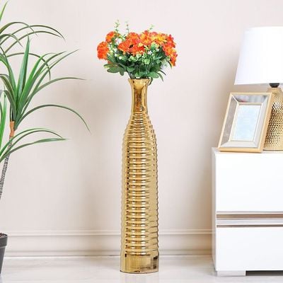 Emery Stripe Tall Vase Shiny gold 14X14X70cm