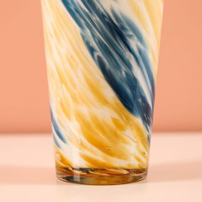 Kiyan Handblown Glass Vase Blue &Amber 14X14X45.5Cm