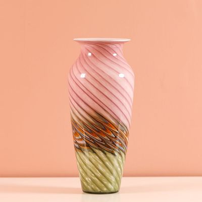 Kiyan Handblown Glass Vase Pink 16X16X39Cm