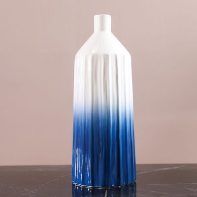 Liana Ceramic Vase - White & Blue