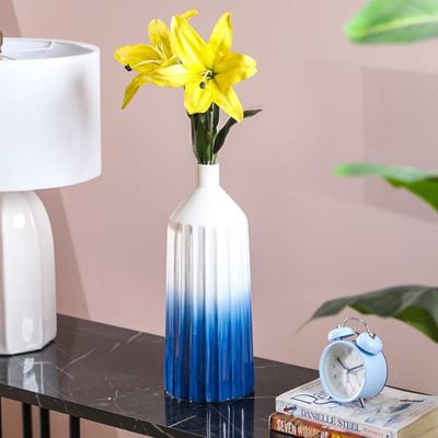 Liana Ceramic Vase - White & Blue