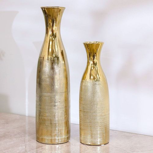 Liana Set Of 2 Vase Gold 9X9X30,10.3X10.3X40.3Cm