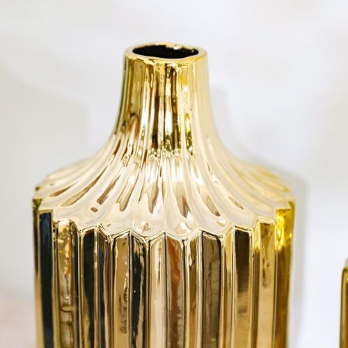 Liana Set Of 2 Vase Gold 11.7X11.7X25.5, 17X17X31Cm