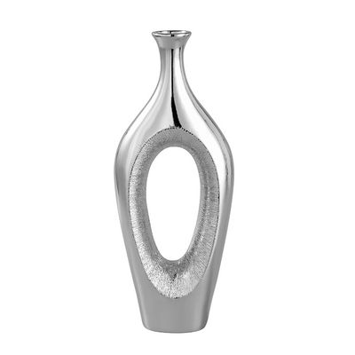 Abriz Vase Silver Ceramic  17 X 8.5 X 43 CM