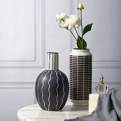 Abriz Vase Black Ceramic  11.5 X 11.5 X 29 CM