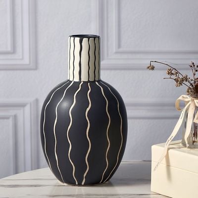 Abriz Vase Black Ceramic  16.5 X 16.5 X 28 CM