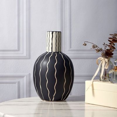 Abriz Vase Black Ceramic  16.5 X 16.5 X 28 CM