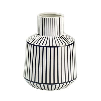 Abriz Vase White/Black Ceramic  18 X 18 X 24.5 CM