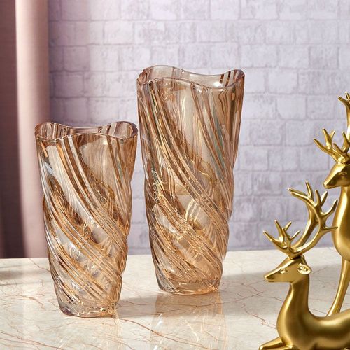 Abriz Vase Gold Glass  12.5 X 12.5 X 24 CM