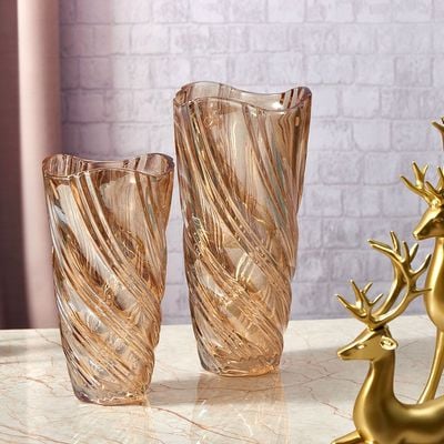 Abriz Vase Gold Glass  14 X 14 X 29 CM