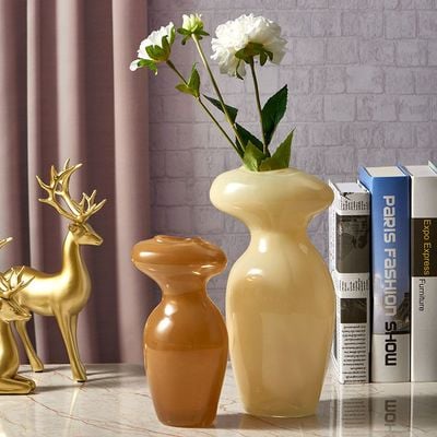 Abriz Vase caramel Glass  12 X 8.5 X 22.5 CM