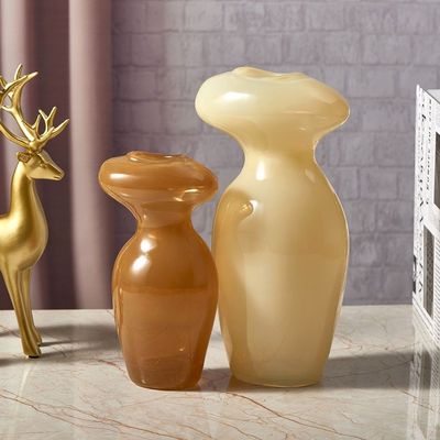 Abriz Vase caramel Glass  12 X 8.5 X 22.5 CM