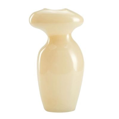 Abriz Vase Cream Glass  16 X 10.5 X 30.5 CM