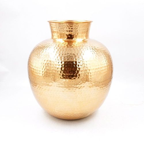 Abriz Hammered Round Vase - Gold