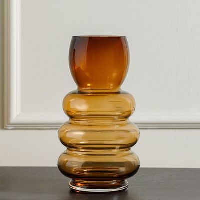 Percy Glass Vase Brown 12.5x12.5x24CM 
