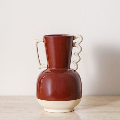 Celesta Vase - Red/Beige - 14x13.3x21.8 cm