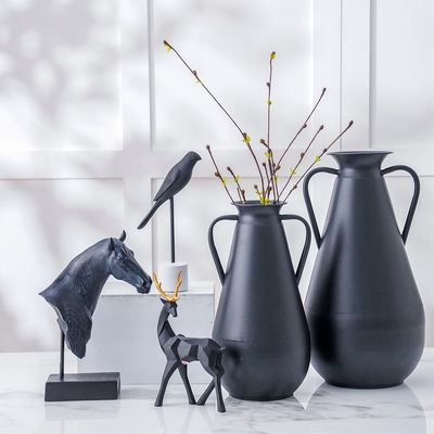 Celesta Metal Vase Black 21X40Cm 