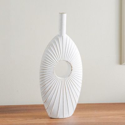 Celesta Metal Vase White 18X5.5X44Cm 