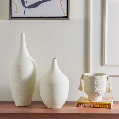 Celesta Metal Vase White 20X32Cm 