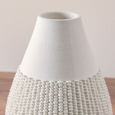 Zenith 3D-Printed Ceramic Vase - Beige - 14x14x23.5 cm 