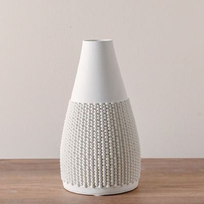 Zenith 3D-Printed Ceramic Vase - Beige - 14x14x23.5 cm 