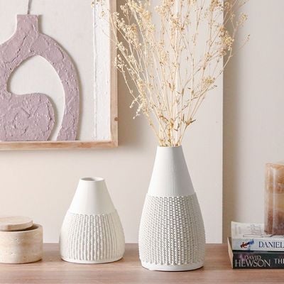 Zenith 3D-Printed Ceramic Vase - Beige - 14x14x16 cm 