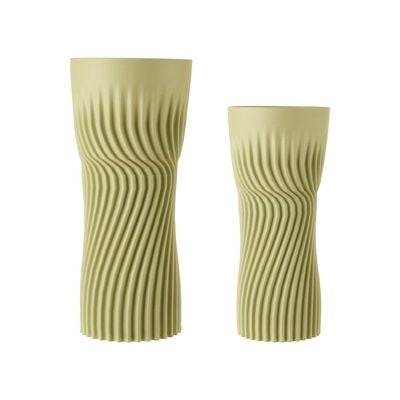 Zenith 3D Printed Ceramic Vase Green 14 x 14 x 32 Cm 