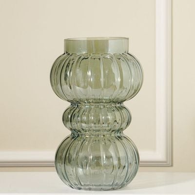 Percy Shiny Glass Vase Green 15X15X30.5Cm 