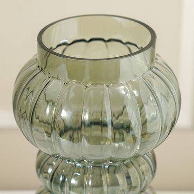 Percy Shiny Glass Vase Green 15X15X30.5Cm 