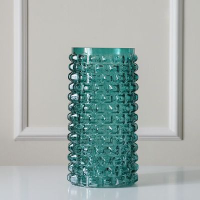 Percy Glass Vase Teal 13X13X29.5Cm 