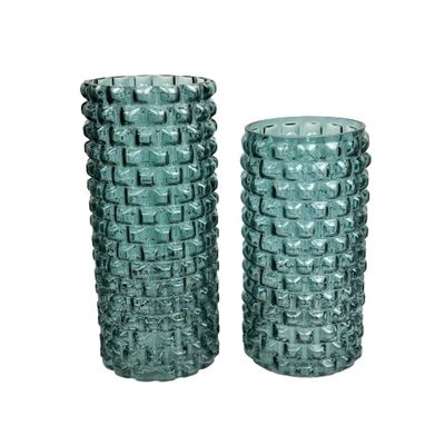 Percy Glass Vase Teal 13X13X24.5Cm 