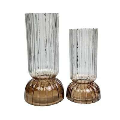 Percy Two Tone Glass Vase Gradient Brown 13X13X25.5Cm 