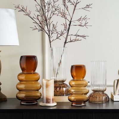 Percy Two Tone Glass Vase Gradient Brown 13X13X25.5Cm 