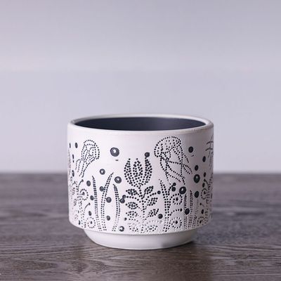 Opulence Terracotta Flower Pot White 10X10X8Cm