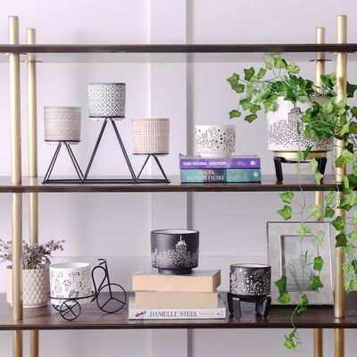 Opulence Cycle Planter With Metal Stand White And Black 19X12.5X14Cm