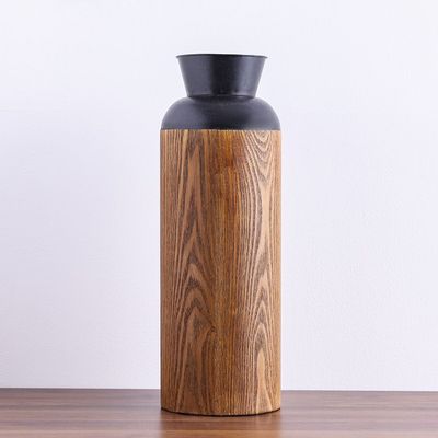 AW24 Amber Wood Blck Vase 18X18X53 Cm