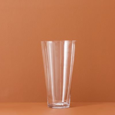 Vetro Wide Mouth V Clear Glass Vase 19X35Cm